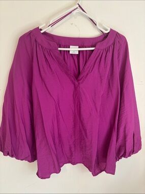 Sonoma Magenta V-Neck Peasant Blouse